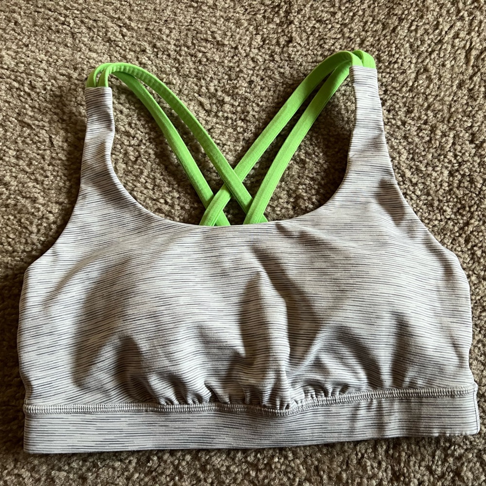 Lululemon Energy Bra Sz 6 Wee Are From Space Nimbus Battleship/Citra Lime - Picture 6 of 10